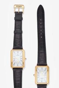 Vintage Fendi Gold Plated Watch with Black Leather Strap - Picture 1 of 3
