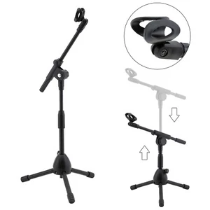 Short Microphone Stand with Boom Arm Mic Tripod Stand Height Adjustable - Picture 1 of 12