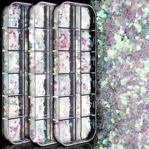 3 Boxes 36 Grids Nail Art Chunky Glitter - Picture 1 of 3