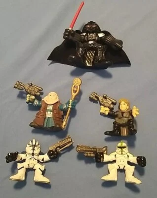 5 FIGURAS DE HÉROES GALÁCTICOS PLAYSKOOL STAR WARS, Vader, Luke, Babero Fortuna, Clones Foto 1 de 4
