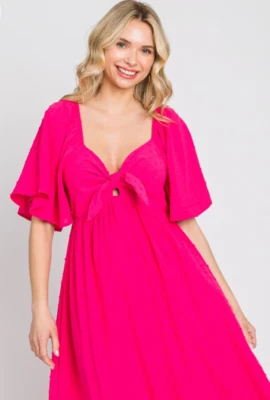 Vestido Janette Plus EE. UU. Damas Línea A Manga Corta Midi Talla Grande 1XL Elástico Foto 1 de 4