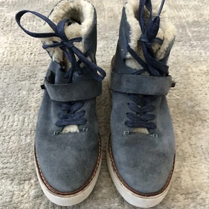 Coach Citi Hiker G1354 Wildleder-Stiefeletten Lammfell kaltes Wetter dunkelblau Größe 8 - Bild 1 von 14