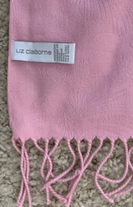 Bufanda Jacquard Liz Claiborne Hecha en Italia Rosa Floral 70”x 20” Flecos De Colección - Imagen 1 de 9