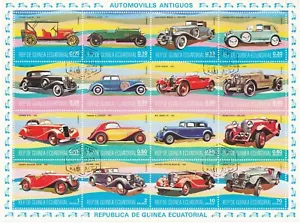 EQUATORIAL GUINEA 1974 OLD CARS 0.05 - 70 E VFU small sheet incl. set (16 V.) - Picture 1 of 1