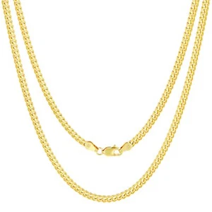 10K Yellow Gold Solid 3.5mm Mens Miami Cuban Link Chain Necklace Lobster 26" - Picture 1 of 12