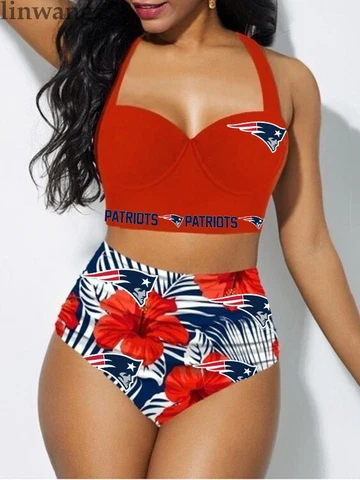 New England Patriots Swimsuit High Waist Bikini Swimwear Bathing Wear Beachwear Cover