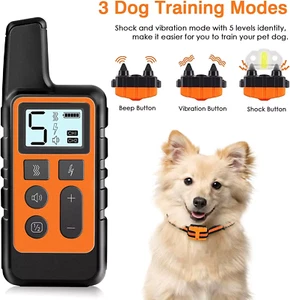 ¡Cuello de choque de entrenamiento remoto 500M impermeable recargable para todos los perros mascotas! - Imagen 1 de 21