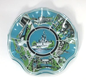 Cenere/piatto caramelle vintage Walt Disney World Magic Kingdom vetro arricciato - Foto 1 di 6