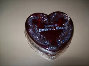 Antique Ruby Souvenir Glass Trinket Vanity Box & Lid "Faribault, Minn" 1904 - Picture 1 of 7