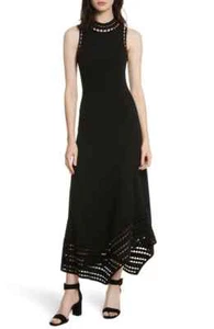 ELIZABETH & JAMES Mock Neck Eyelet Cutout Knit Handkerchief Maxi Dress S = 4/6 - Picture 1 of 6