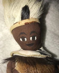 Vintage African Tribal Doll 1970’s Real Fur Headdress Rare Read African Art - Picture 1 of 8
