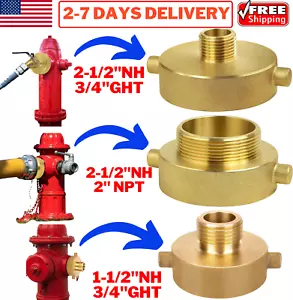 Adaptador de manguera Fire Hydrant 2-1/2, 1-1/2 NST/NH hembra 3/4"" GHT, 2"" NPT latón macho - Imagen 1 de 24