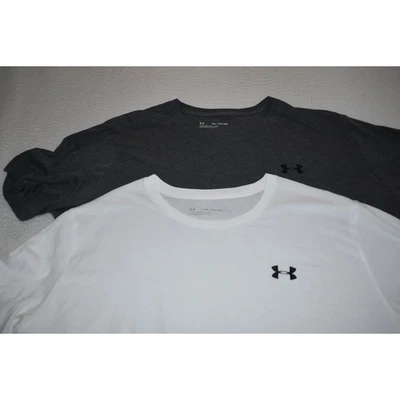 Under Armour Gym Shirts Lot of 2 Mens Size 2XL XXL Polyester Blend White Gray - Image 1 of 4