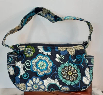 Vera Bradley Mod Floral Blue Cotton Quilted Shoulder Purse/Bag Blue Teal Green - Image 1 of 4