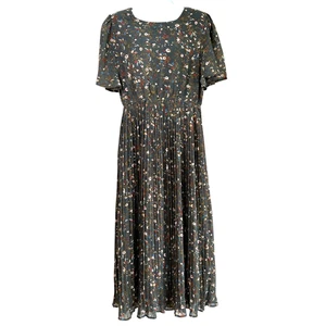 Vestido midi plisado Baltic Born Belfast antiguo floral de jade talla grande nuevo con etiquetas - Imagen 1 de 9