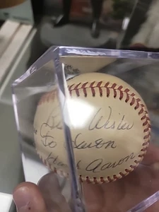 Hank Aaron & Autographed Baseball Best Wishes  - Picture 1 of 10