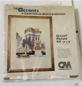 BAUSATZ CREWEL BILD VIKTORIANISCHES HAUS 14" X 18" Akzente von Columbia Minerva 1980 Vintage - Bild 1 von 14