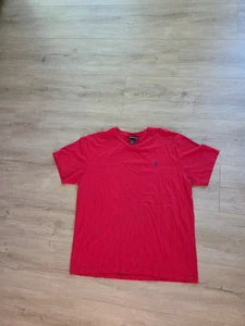 Polo Ralph Lauren Shirt Mens L Red 100% Cotton Short Sleeve Crew Neck Tee - Picture 1 of 6
