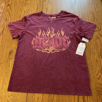 Camiseta para mujer Time and Tru AC/DC gráfica rock granate talla S (4-6) nueva con etiquetas Foto 1 de 4