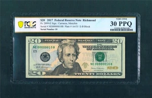 $20.00 2017  VERY LOW#(NE00000010B) FRN Richmond FANCY~Brand NEW PCGS-30PPQ.!! - Picture 1 of 1