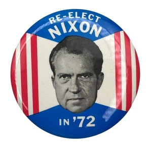 Richard Nixon Original 1972 Presidential Campaign Pinback Button 3" - Bild 1 von 2