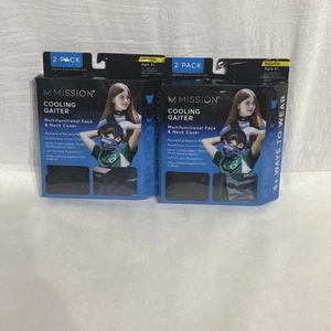 2 Pkgs Of 2 New Mission Summer Cooling Neck Gaiter Face Mask Cover Youth 5+ Camp - Picture 1 of 2