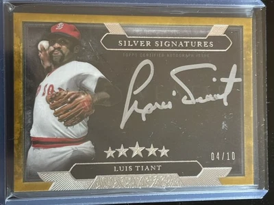 2020 topps five star luis tiant Sliver Auto Yellow/gold Parallel Red Sox #4/10 - Image 1 of 3