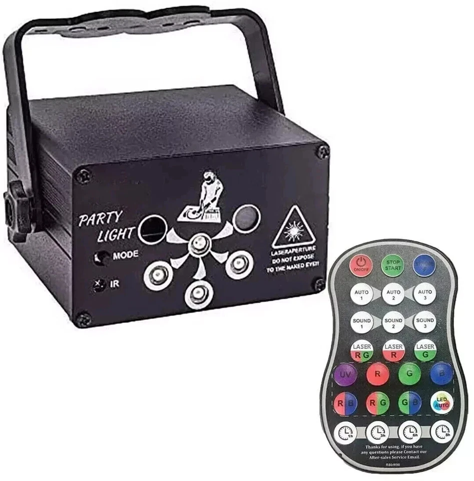 120 Rechargeable RGB UV Laser DJ Disco Party Stage Light Projector Remote Sound - Image 1 of 4