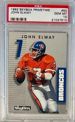 1992 Skybox Primetime #50 John Elway PSA 10 POP 4 Denver Broncos HOF Rare! - Image 1 of 2