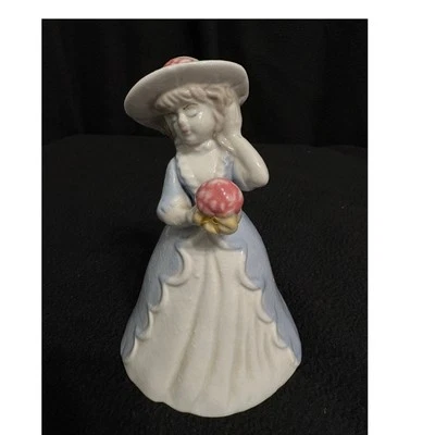 Estatuilla Campana Bisque Vintage - Decoración Victoriana Tímida Dama Foto 1 de 4