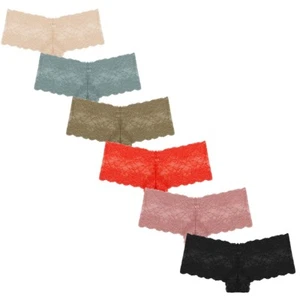 6/12 Pack Womens Lace Boyshorts Panties Sexy Sheer Seamless Underwear Briefs - Picture 1 of 13