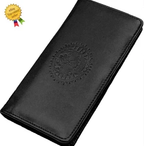 New Mens Genuine Leather RFID Blocking Bifold Long Wallet Black Card Holder - Picture 1 of 5