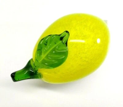 Base pulida soplada a mano de limón vidrio artístico grande Studio Art Foto 1 de 4