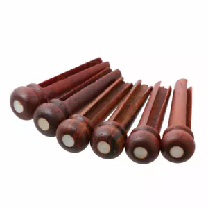 6 Stck. Akustikgitarre Brücke Stifte Cocobolo Material mit weißer Perle Muschel Punkt - Bild 1 von 5