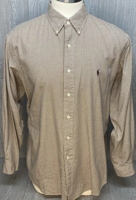 Camisa Ralph Lauren Para Hombre 17 34/35 Marrón Blanco Cuadros Yarmouth Talla XXL Foto 1 de 4