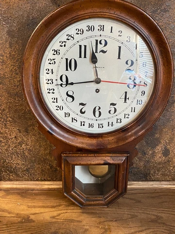 Antique HOWARD MILLER BARWICK 4922 Calendar Pendulum Wall CLOCK / Vintage Cover
