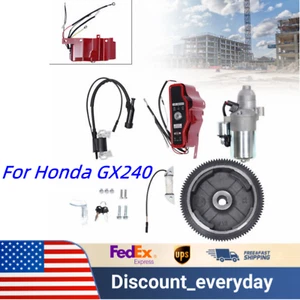 Electric Starter Motor Solenoid Flywheel Recoil Ignition Kit For Honda GX240 - Picture 1 of 22
