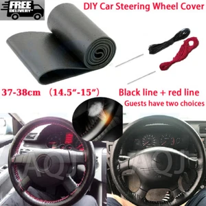 15" DIY Steering Wheel Cover Genuine Leather For 09-17 Dodge Ram 1500 2500 3500 - Picture 1 of 7