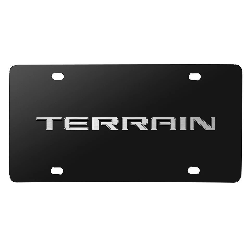 Placa de identificación GMC Terrain logotipo 3D placa de matrícula de acero inoxidable negra, hecha en EE. UU. Foto 1 de 4