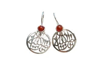 Pendientes Mashallah Ágata, Joyería Islámica, Plata de Ley 925 Islam Musulmán - Imagen 1 de 7