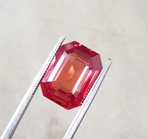 13.94 Ct Flawless Ceylon Padparadscha Sapphire Lab Grown Octagon Cut Loose Gems - Picture 1 of 10
