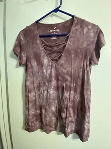 American Eagle Shirt Size S Soft & Sexy T Purple Tie Dye Short Sleeve V Neck - Picture 1 of 9