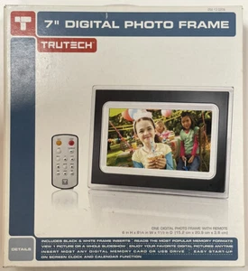 TRUTECH 7” INCHES DIGITAL PHOTO FRAME A60P0315 BLACK AND WHITE FRAME INSERT NEW! - Picture 1 of 4