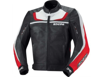 iXS Lederjacke Shertan | Schwarz-Rot-Weiß | Motorradjacke aus Rindsleder - Bild 1 von 2