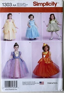 Simplicity 1303 Girls Toddlers Princess Dress Costumes Sewing Pattern Sz 1/2-1-2 - Picture 1 of 1