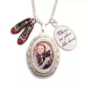 WIZARD OF OZ necklace locket Dorothy Toto RUBY red slippers no place like home - Picture 1 of 3