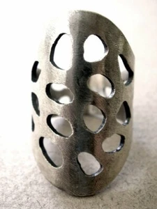 Medieval Wide Sterling Silver Ring Holes Organic Ring Handmade Statement Ring - Picture 1 of 4