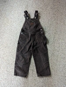 Vintage Kids Caterpillar CAT Dark Brown Adjustable Outdoor Overall Bibs Size 4T - Picture 1 of 3