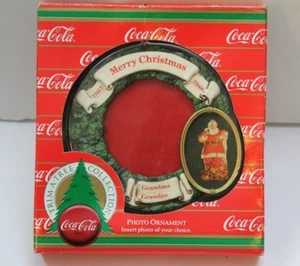 1986 Coca-Cola Trim A Tree Collection Santa Claus Photo Ornament Grandma Grandpa - Bild 1 von 3
