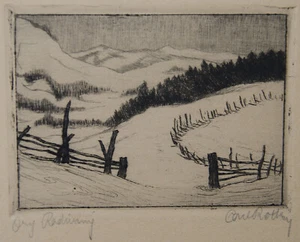 Carl Rotky (1891 - 1977) Motiv aus der Südsteiermark Radierung - Bild 1 von 7